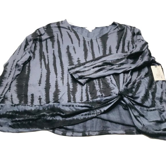 Terra And Sky Women's Size 3X 24W-26W V-Neck Twist Side Brushed Long Sleeve Top - Picture 1 of 15